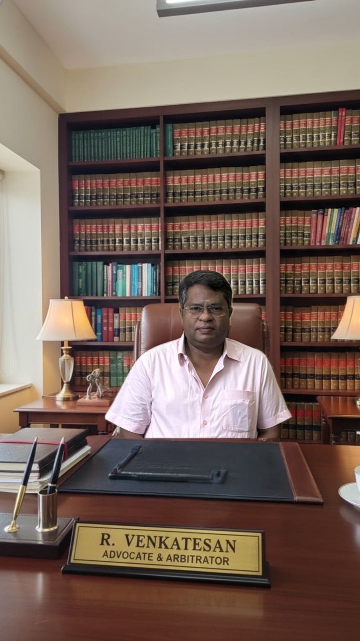 R. Venkatesan, Advocate and Arbitrator, seated at his chambers in Chennai